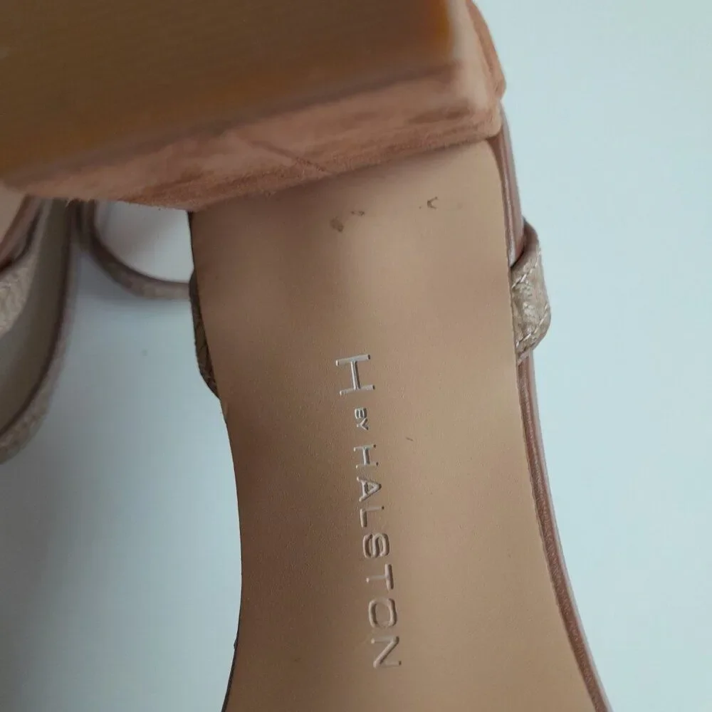 H by Halston Kaely Snake Embossed Tan Heels Size 10M